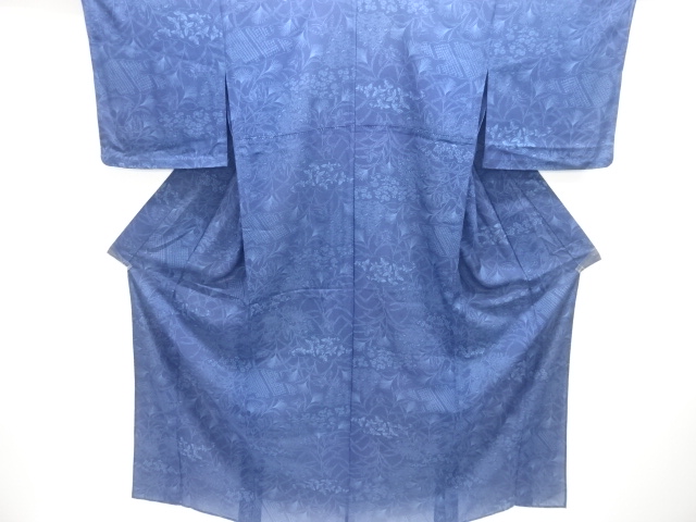 JAPANESE KIMONO / KOMON FOR SUMMER / SILK / FLORAL PLANTS & BUTTERFLY